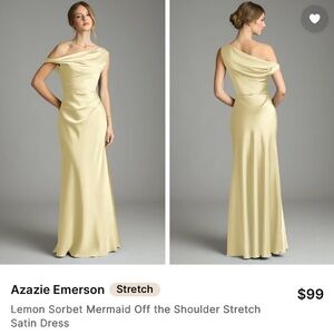 Azazie Lemon Sorbet One-Shoulder Mermaid Gown